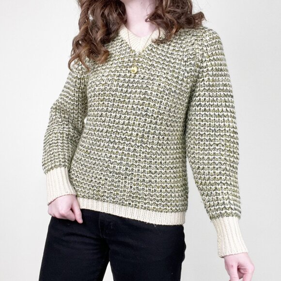 Vintage 100% Wool Fisherman Sweater Cable Knit Chunky Slouchy Scottish Preppy - Picture 7 of 7